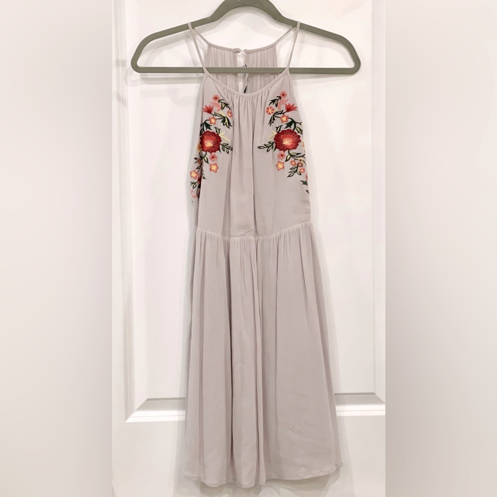Lush Cream Dress with Floral Embroidery